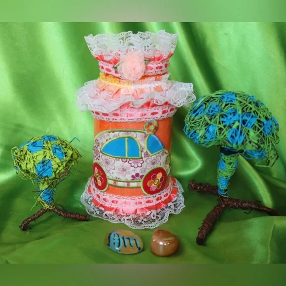 Hand Crafted VW Bug Gypsy Jar&Flower Power Pillow Set 60s Beachy Floral Aroma - Picture 5 of 13